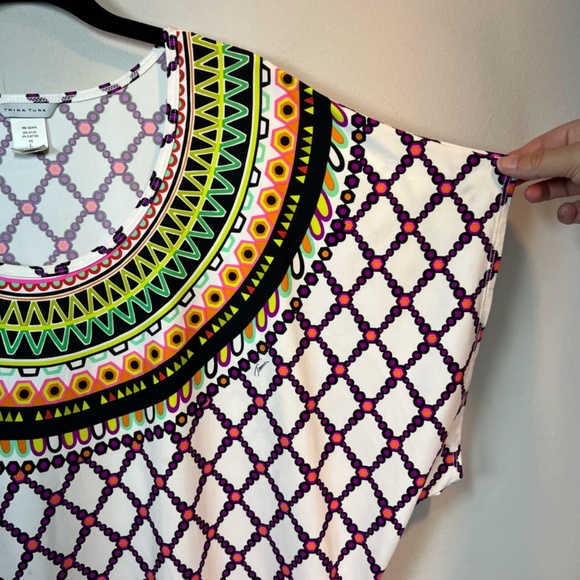 Trina Turk Women's Kon Tiki Colorful Print Swim Cover Up Tunic Beach Dress Large - Picture 6 of 14